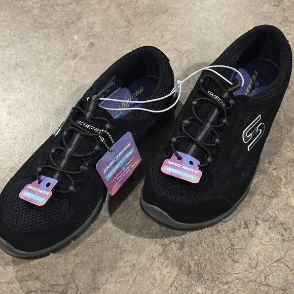 (J31) Skechers Women's Black Athletic Shoes Memory Foam Sz 8 - Picture 3 of 7